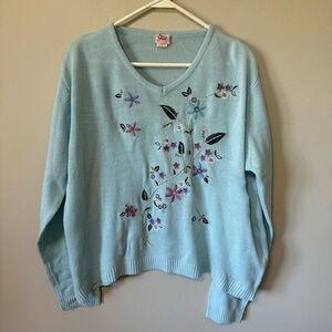 Vintage Adrian Delafield Lightweight Embroidered Sweater